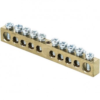 Шина EKF PROXIMA PEN "ноль-земля" 6х9мм 10 отверстий латунь крепеж по центру