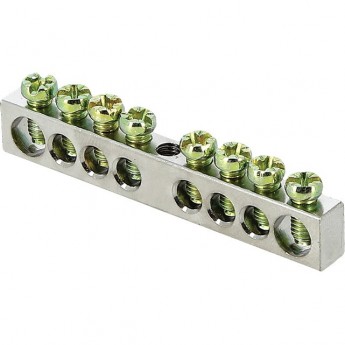 Шина EKF PROXIMA PEN "ноль-земля" 6x9мм 8 отв. оцинкованная крепеж по центру