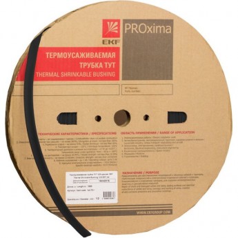 Трубка термоусаживаемая EKF ТУТ нг 6/3 черная рулон PROxima